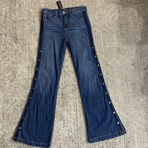 FashionNova "Dangerous Curves Ahead" Women's Snap Button Jeans Size 9